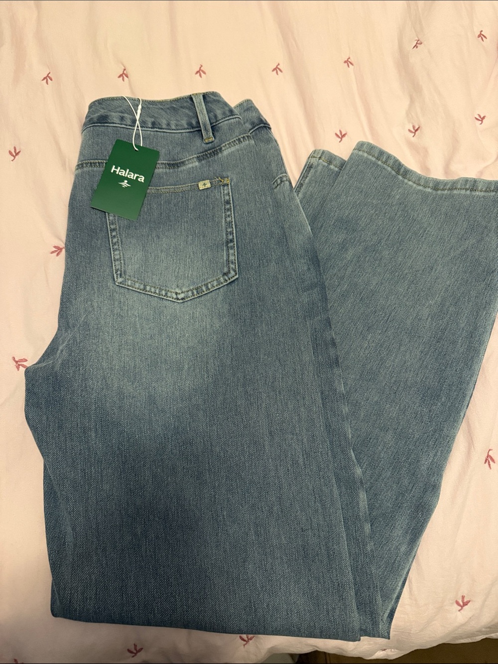 HALARA Light Blue High-Rise Straight-Leg Jeans